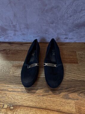 Black suede flats